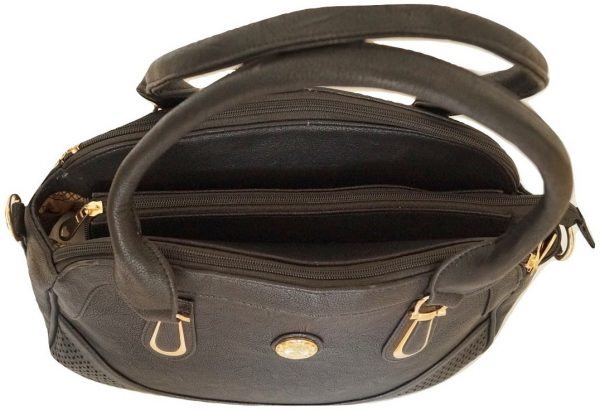 Schwarz Farbe Damen Handtasche MIT Schulterriemen Shopper Handtasche Elegant Tasche Damen Groß Portemonnaie Damen Henkeltasche. Klassisch und Elegant Design für alle Gelegenheiten - B/H/T 38 x 28 x 20 cm – Bild 7