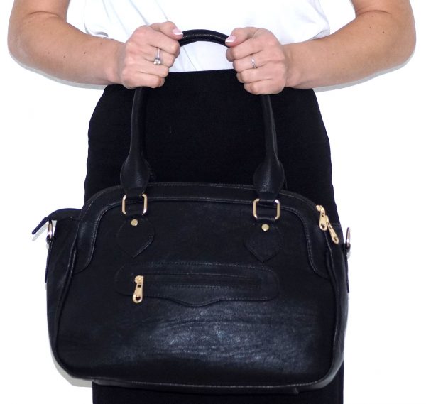 Schwarz Farbe Damen Handtasche MIT Schulterriemen Shopper Handtasche Elegant Tasche Damen Groß Portemonnaie Damen Henkeltasche. Klassisch und Elegant Design für alle Gelegenheiten - B/H/T 38 x 28 x 20 cm – Bild 5