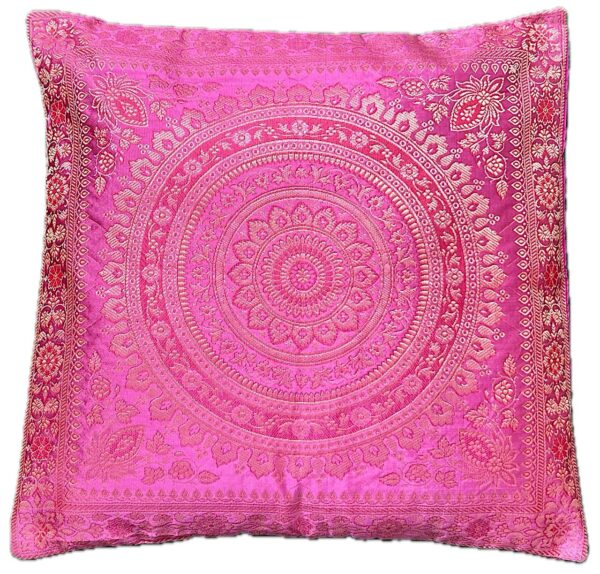 Baby Pink Orientalischer Seidenkissenbezug, Handgewebt, Handgenäht und Handgefertigt aus Indien 40cmx40cm