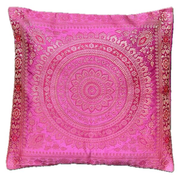 Baby Pink Orientalischer Seidenkissenbezug, Handgewebt, Handgenäht und Handgefertigt aus Indien 40cmx40cm – Bild 3