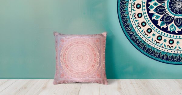 Weiß & Rosegold Orientalischer Seidenkissenbezug, Handgewebt, Handgenäht und Handgefertigt aus Indien 40cmx40cm – Bild 8