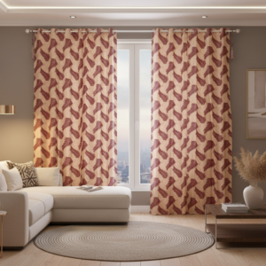 Blätter Muster Vorhänge in Lila & Golden, Indische Gardinen mit 8 Silberfarbene Ösen. (1 St), 245 × 125 cm (H × B) • 96 × 49 Zoll (H × B), Handgefertigt und maschinengenäht in Indien – mit Liebe zum Detail