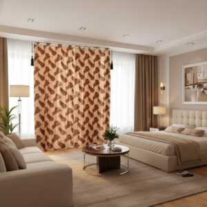 Blätter Muster Vorhänge in Braun & Creme, Indische Gardinen mit 8 Silberfarbene Ösen. (1 St), 245 × 125 cm (H × B) • 96 × 49 Zoll (H × B), Handgefertigt und maschinengenäht in Indien – mit Liebe zum Detail