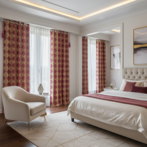 Orientalische Muster Vorhänge in Rosa & Golden, Indische Gardinen mit 8 Silberfarbene Ösen. (1 St), 245 × 125 cm (H × B) • 96 × 49 Zoll (H × B), Handgefertigt und maschinengenäht in Indien – mit Liebe zum Detail