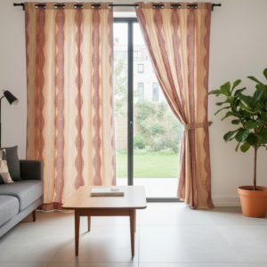 Blumen Muster Vorhänge in Lila & Golden, Indische Gardinen mit 8 Silberfarbene Ösen. (1 St), 245 × 125 cm (H × B) • 96 × 49 Zoll (H × B), Handgefertigt und maschinengenäht in Indien – mit Liebe zum Detail